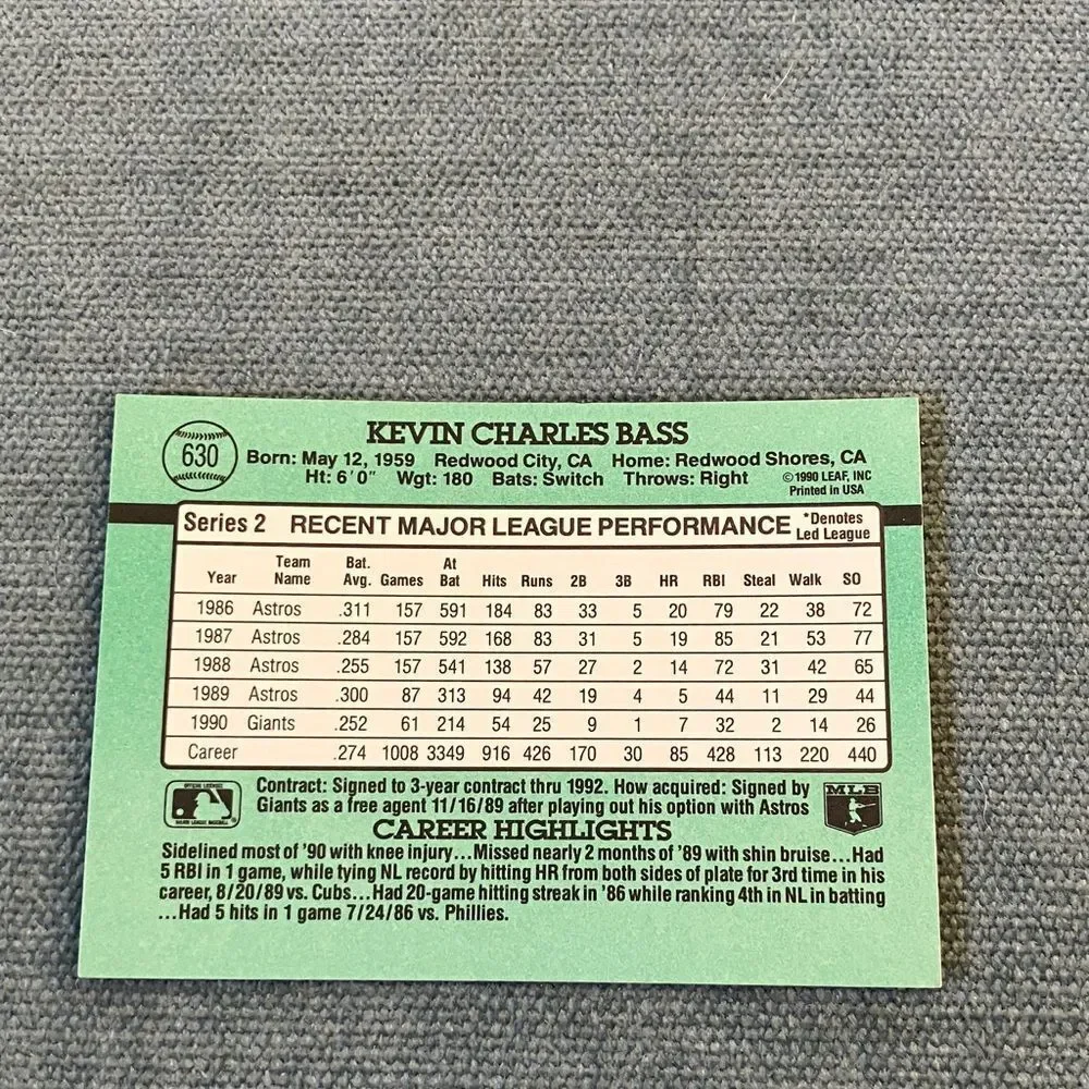 1991 Donruss San Francisco Giants Baseball Card Trading Card